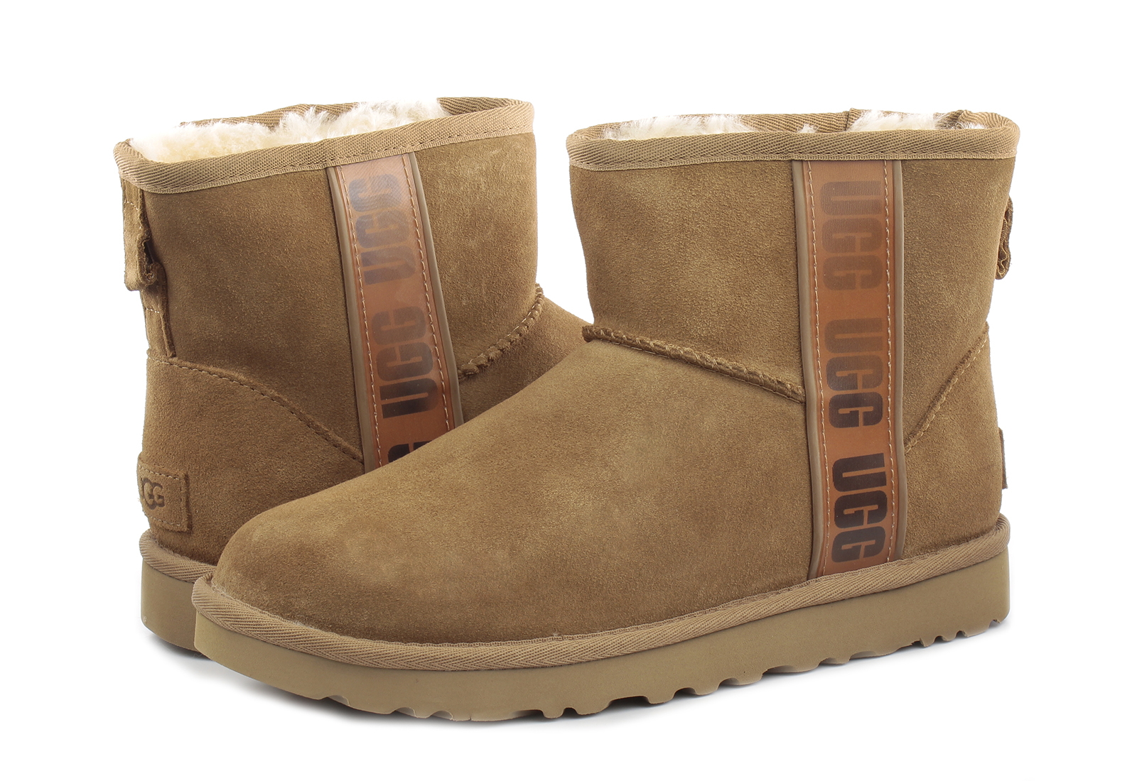 brown uggs with ugg logo