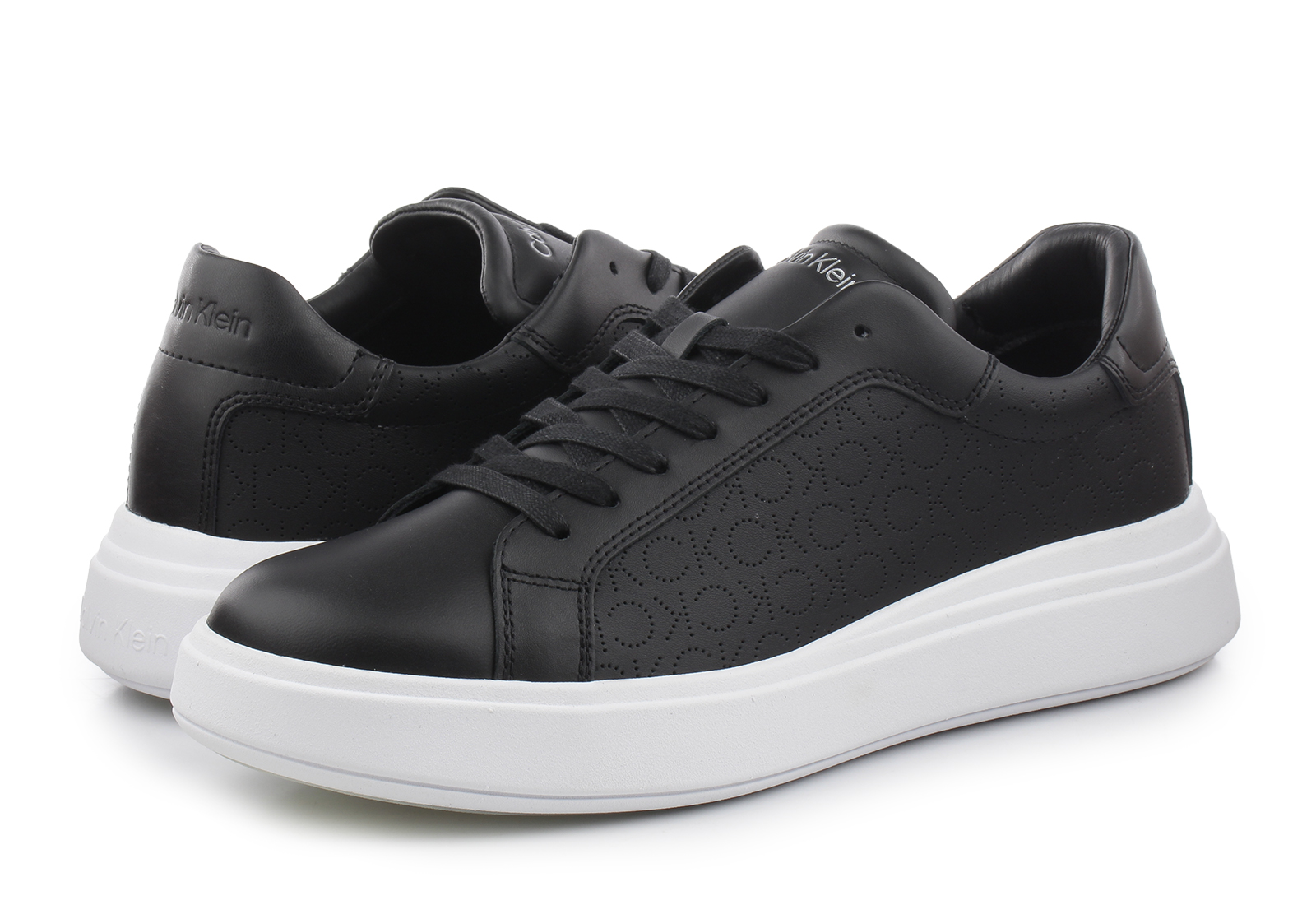 Calvin klein shop black leather sneakers